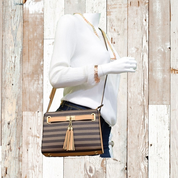 Brown stripe Tassel Purse - Picture 6 of 7